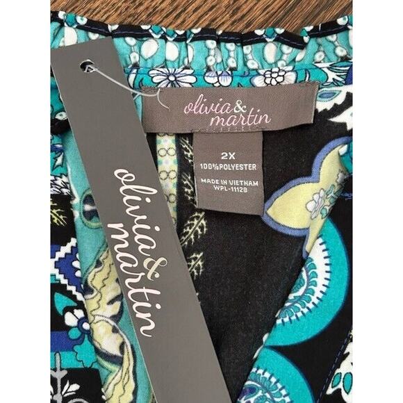 NWT Olivia & Martin Floral Blouse Short Sleeve V-Neck Multicolor Plus Size 2X - Picture 9 of 10